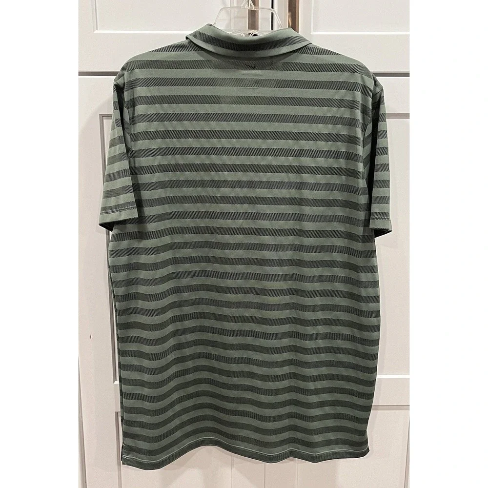 Nike dri-fit golf men's polo green striped short sleeve shirt large AK53